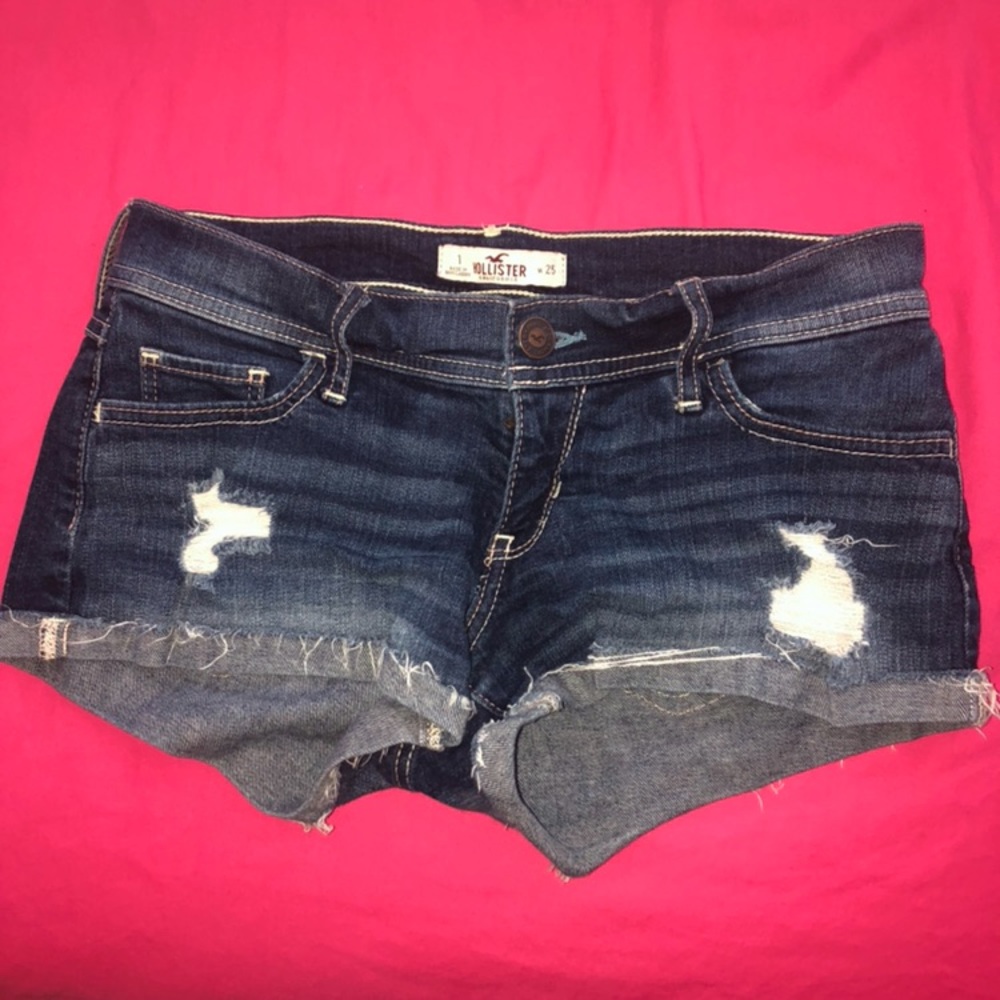 Dark wash denim shorts